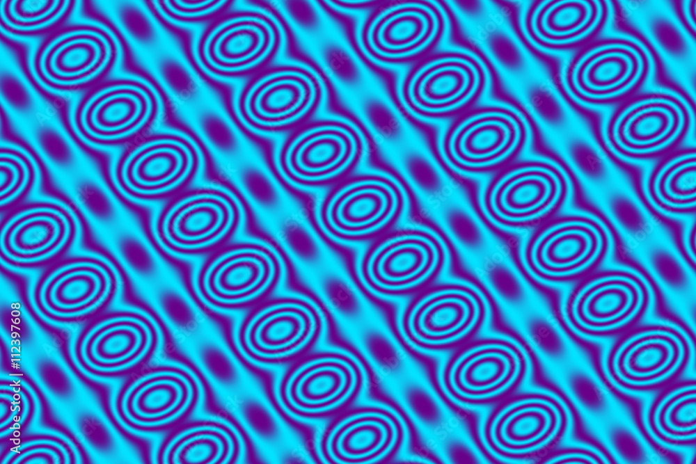 Cyan blue background with purple circles in diagonal lines