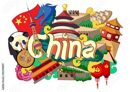 Doodle showing Architecture and Culture of China