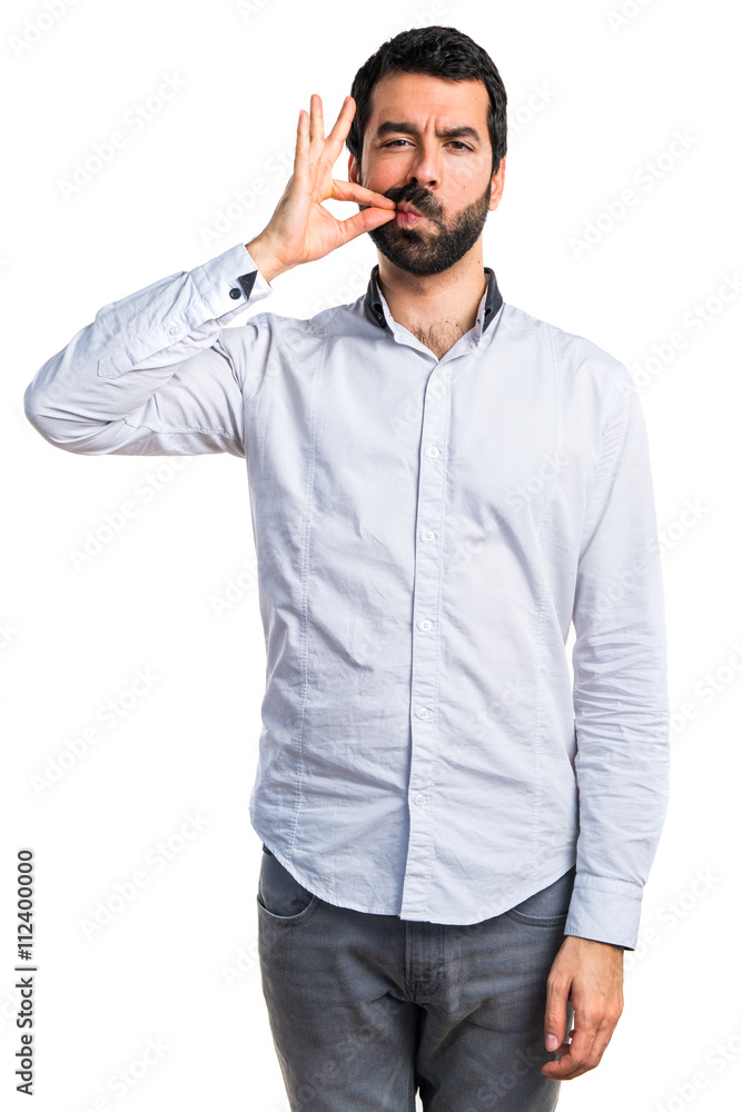 Man making silence gesture Man making silence gesture