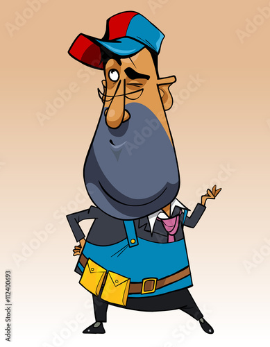 cartoon surprised man in working clothes