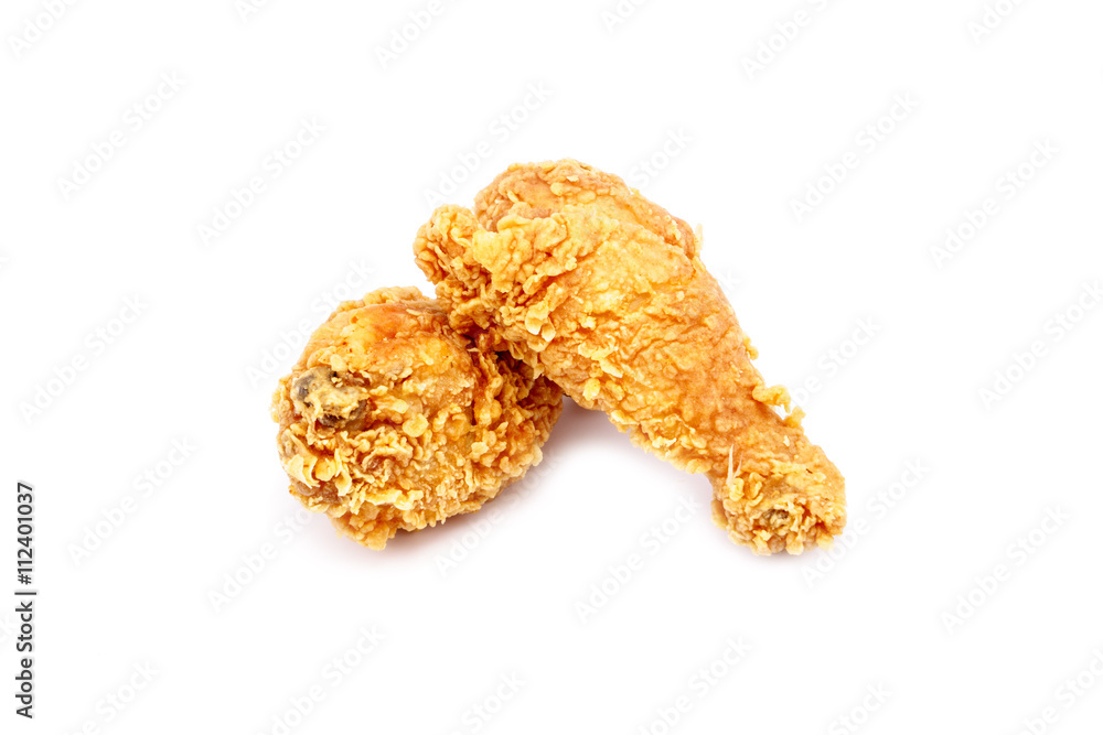 Fried chicken on white background Fried chicken on white background