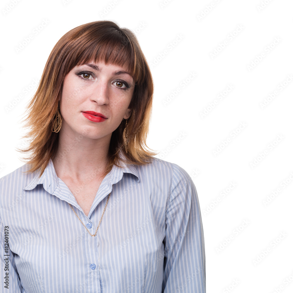 Portrait of young business woman isolated on white Portrait of young business woman isolated on white
