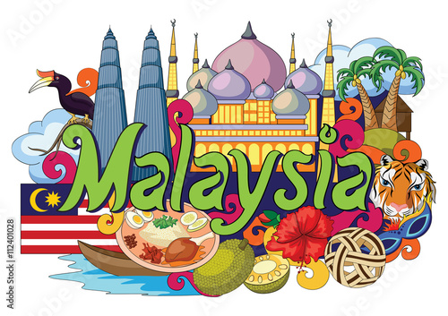 Doodle showing Architecture and Culture of Malaysia