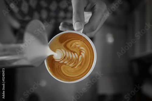coffee latte art make by barista photo