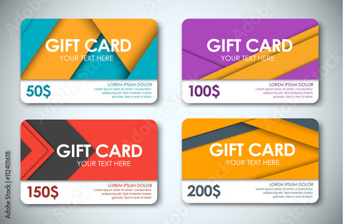 Set of gift cards in the style of the material design