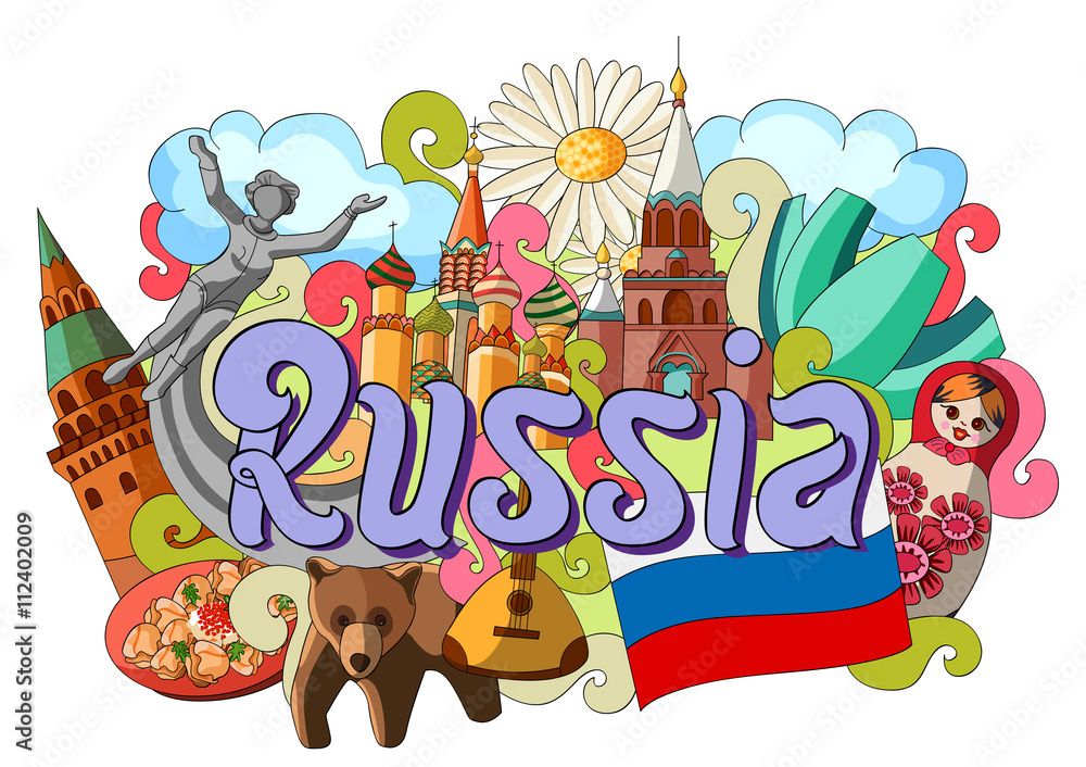 Doodle showing Architecture and Culture of Russia