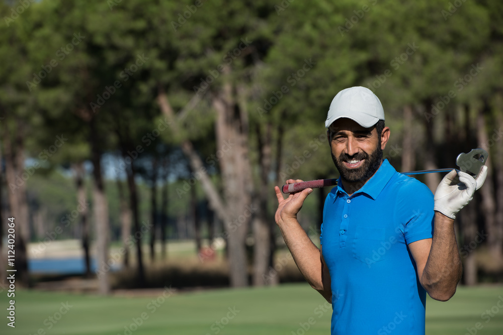 golf player portrait at course golf player portrait at course