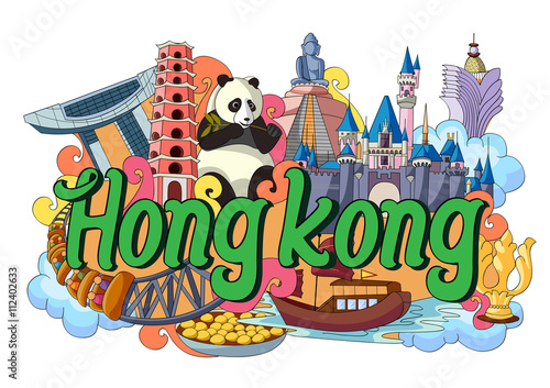 Doodle showing Architecture and Culture of Hong Kong