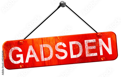 gasden, 3D rendering, a red hanging sign photo