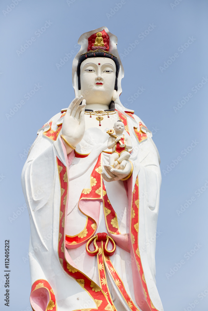 Statue of Guanyin Background sky Place Sathorn in Becket
