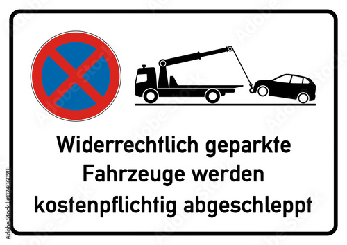 spr1 SignParkRaum - Widerrechtlich geparkte Fahrzeuge werden kostenpflichtig abgeschleppt - A2 A3 A4 Poster - g4384