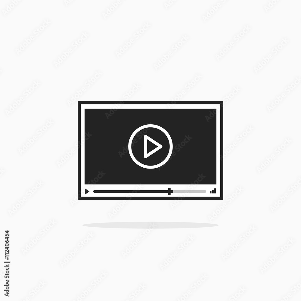 Video player vector icon isolated on white, flat line art outline illustration Video player vector icon isolated on white, flat line art outline illustration