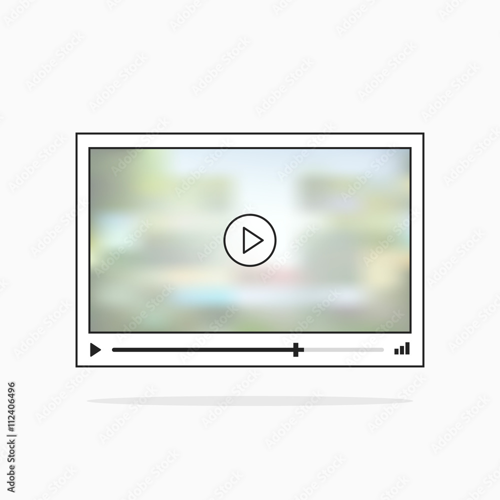 Video player vector icon isolated on white, flat line art outline illustration Video player vector icon isolated on white, flat line art outline illustration