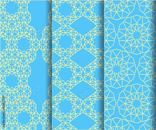 Set of seamless patterns. The best texture for wallpaper, pattern fills, web page background,surface textures. Universal different Islamic ornaments. eps10 vector