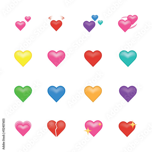 Set of heart  icon vector isolated on white background. Emoji vector. Love smile icon set. Emoticon icon web.