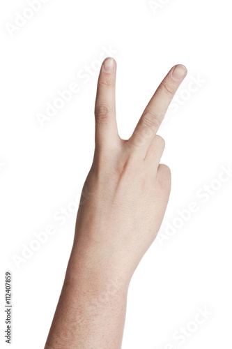 human hand in piece sign