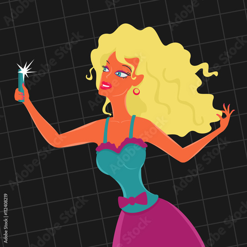 Vector Illustration Girl photographed himself
