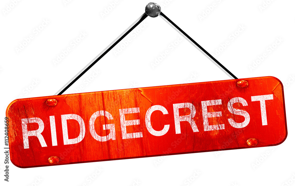 ridgecrest, 3D rendering, a red hanging sign ridgecrest, 3D rendering, a red hanging sign