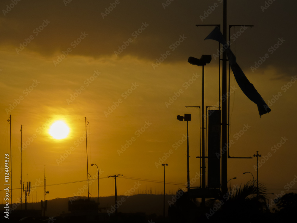 Obraz premium Sunset Urban Scene Guayaquil Ecuador