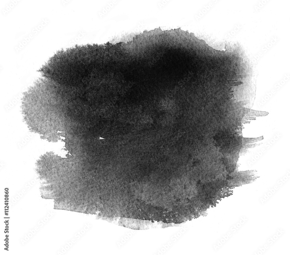 Black watercolor stain with watercolour splash, wet paint blotch and brush stroke Black watercolor stain with watercolour splash, wet paint blotch and brush stroke