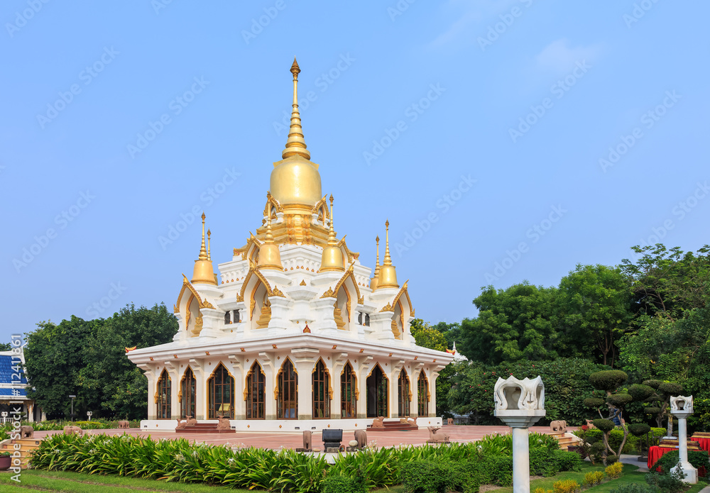 Nine tops pagoda, thai style at thai temple kushinagar, India