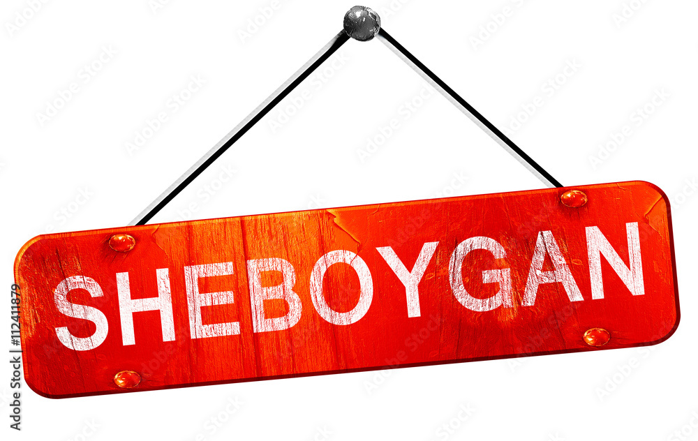 sheboygan, 3D rendering, a red hanging sign sheboygan, 3D rendering, a red hanging sign