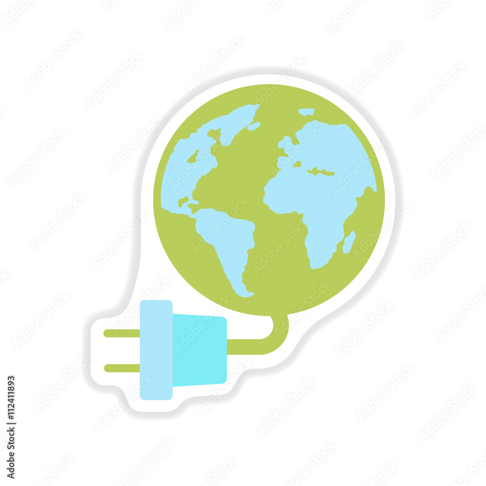 paper sticker on white background earth energy