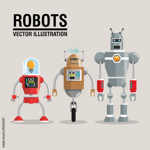 Robot set design. Technology concept. humanoid icon