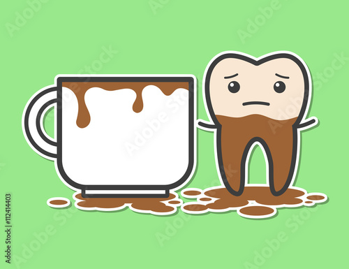 Tooth and cup of coffee.