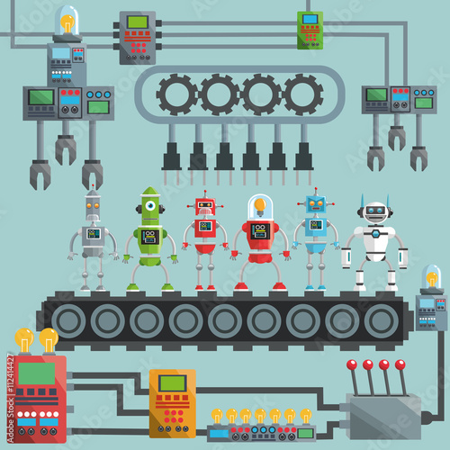 Robot design. industry concept. humanoid icon
