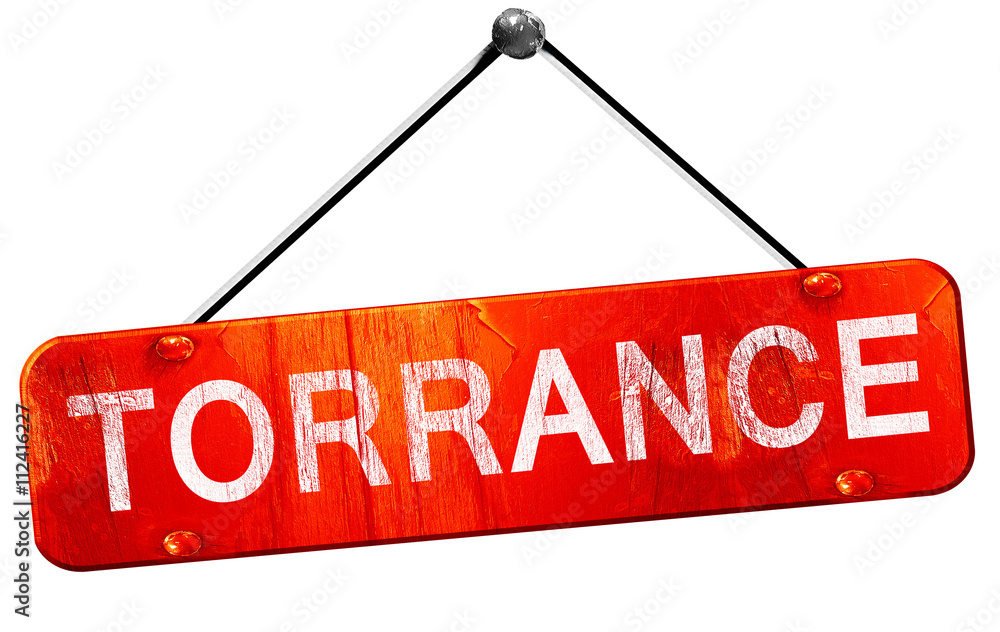 torrance, 3D rendering, a red hanging sign torrance, 3D rendering, a red hanging sign