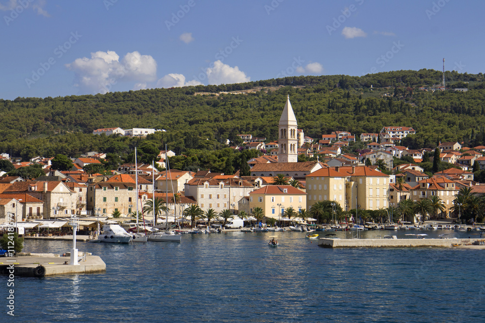 Town Supetar biggest village on island Brac in Croatia