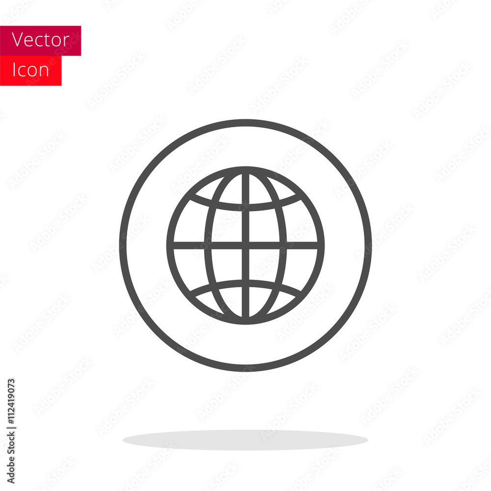 The Earth Globe Thin Line Icon The Earth Globe Thin Line Icon