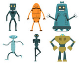 Robot set in flat style