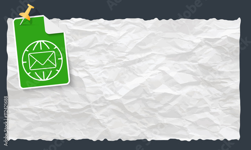 Crumpled paper and globe and envelope
