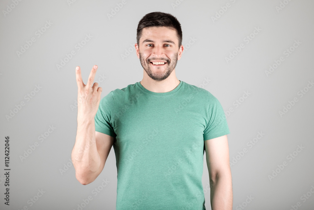 Man showing number by fingers Man showing number by fingers