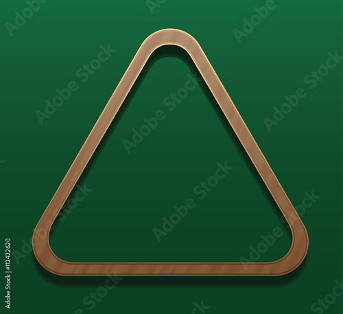 Empty billiard rack. Vector illustration on gradient green background.