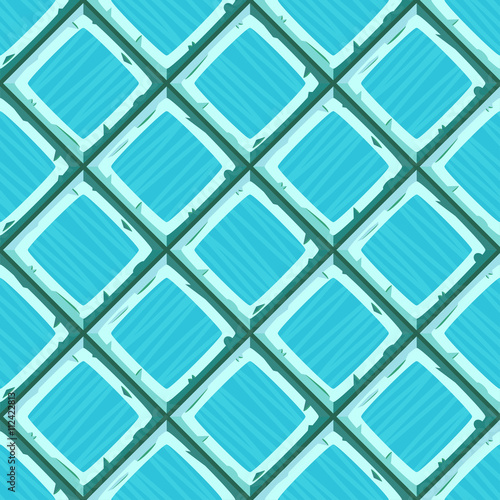 Cartoon hand drown cyan old diagonal seamless tiles texture. Vector illustration