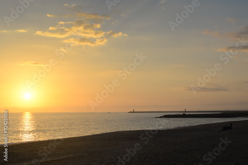Dawn over the ocean, colorful sky background © aquar
