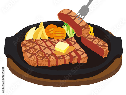 Cut and divided steak