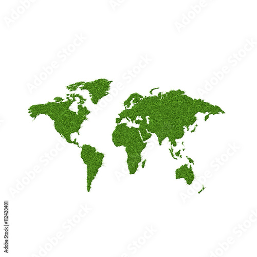 Map of world from green grass