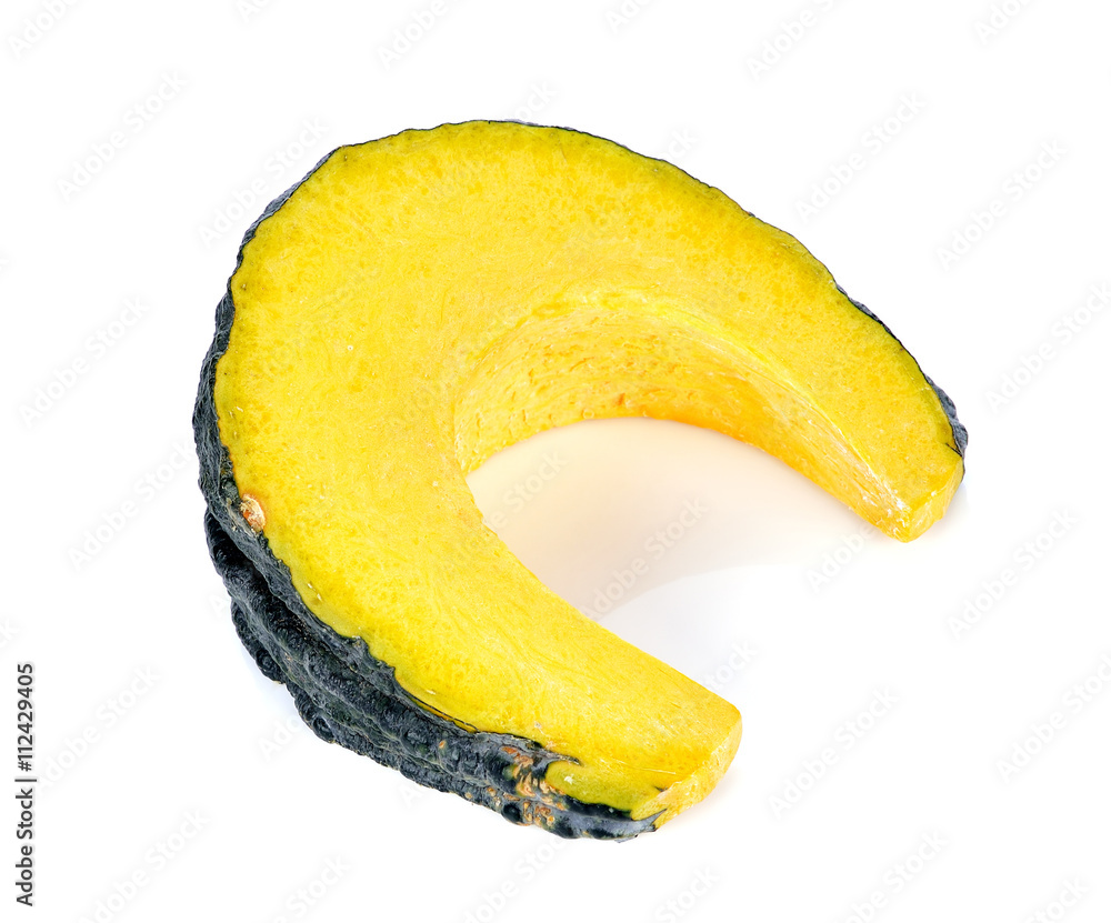 Sliced pumpkin isolated on white background