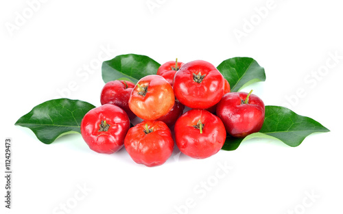 Acerola fruit isolated on white. photo