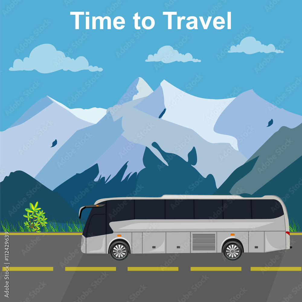 Bus traveling concept, vector illustration