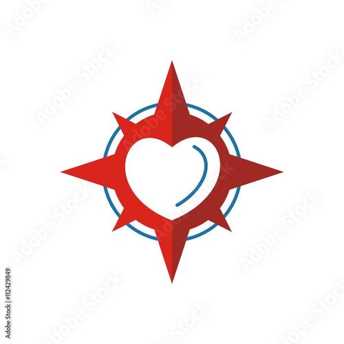 Logo love star compass circle icon vector