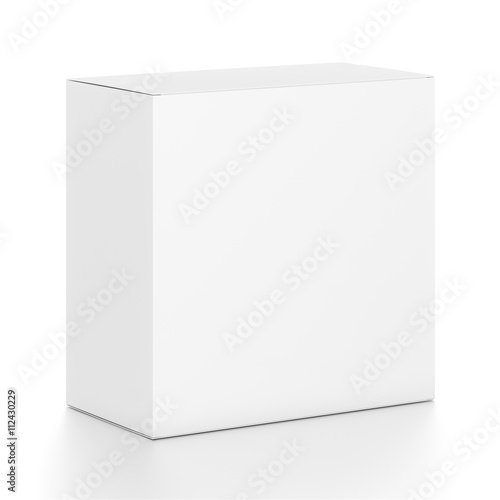 Wallpaper Mural White rectangle blank box from top front side angle. 3D illustration isolated on white background. Torontodigital.ca