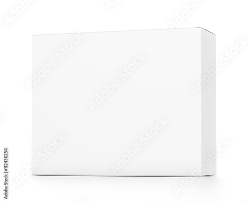 Wallpaper Mural White horizontal rectangle blank box from front far side angle. 3D illustration isolated on white background. Torontodigital.ca