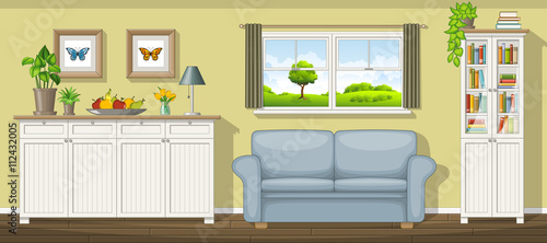 Illustration of a classic living room