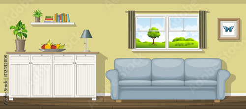 Illustration of a classic living room