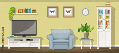 Illustration of a classic living room